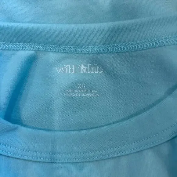 Wild Fable Women's Blue Crew Neck Short Sleeve T-Shirt Cropped Top Size XS - Picture 4 of 4